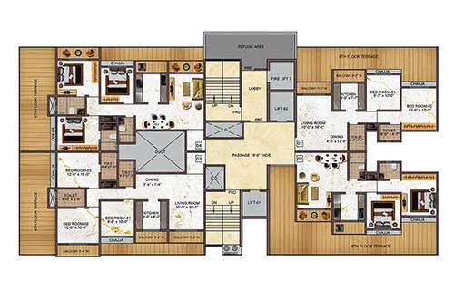 Maximus City Panvel 2 BHK Floor Plan layout