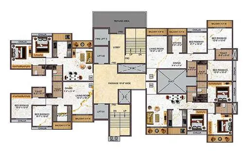 Maximus City Panvel 2 BHK Luxury Floor Plan layout